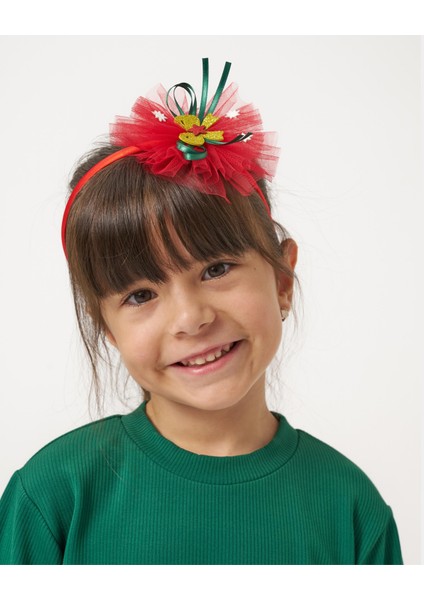 kız Çocuk Fiyonk Detaylı Taçlı Yeni Yıl Yılbaşı Noel Pamuklu Elbise modelleri