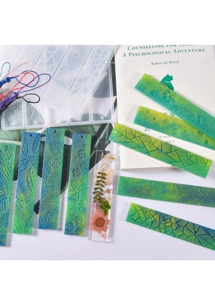 Epoksi Çoklu Desenli Kitap Ayracı Silikon Ayraç Kalıbı + 10 Adet Karışık Püskül modelleri