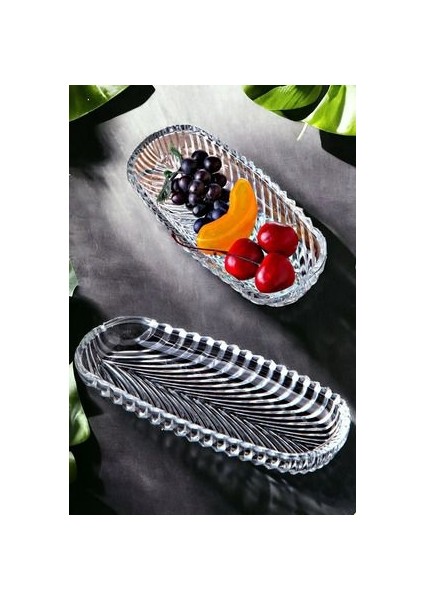 Santa 2’li Cam Kayık Tabak - Sunumluk 20*8 cm