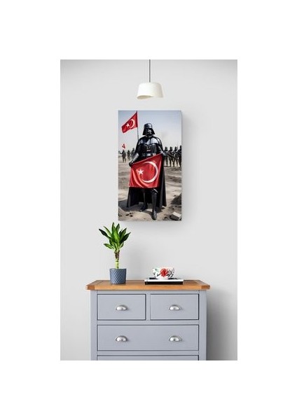 Darth Vader Savaş Meydanında Türk Bayrağı ile - Cam Tablo