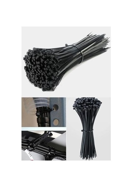Plastik Cırt Kelepçe Siyah Renk 4,8 x 380 cm 100 Adet