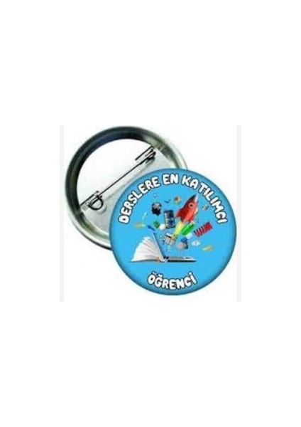 Derslere En Katılımcı Öğrenci Rozeti 58 mm (10 Adet)