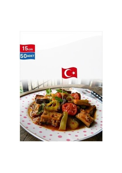 15 Cm, 50 Adet - Türk Bayrağı Bayrak Kürdan