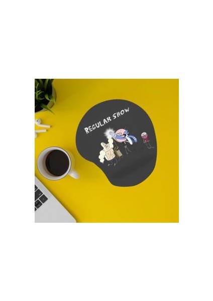 Bilek Destekli Mousepad Regular Show Ergonomik Kaymaz Taban Ev, Ofis, Oyun