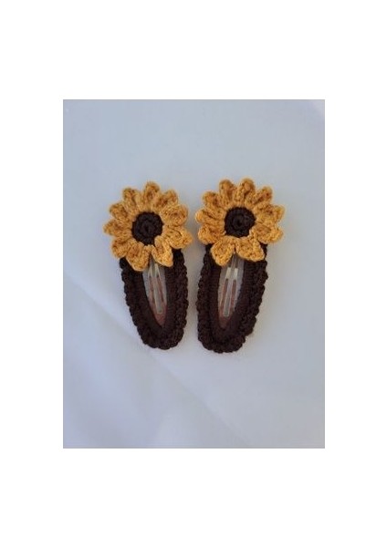 Amigurumi Ayçiçeği Desenli 2'li Çıt Çıt Toka