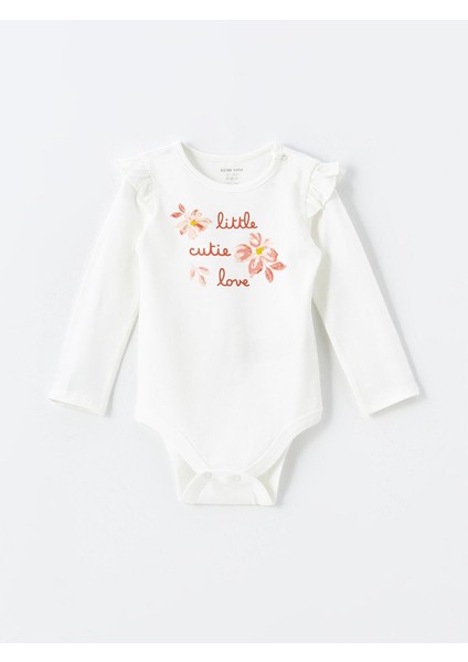Lcw Baby Bisiklet Yaka Kısa Kollu Kız Bebek Çıtçıtlı Body ve Tayt 2'li Takım