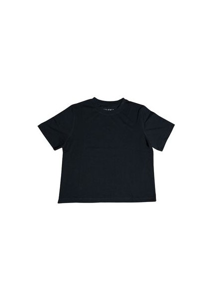 Siyah Baskılı Kadın Tişört – 100% Pamuk, Normal Kesim, Yuvarlak Yaka fırsatları