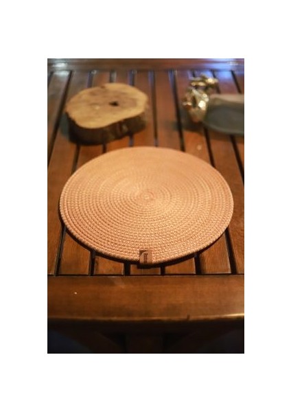 Amerikan Servis Supla Sunum Takımı Gül Kurusu Rengi 6 Adet 33 cm Hasır Jüt Örgü Tabak Altı Yanmaz