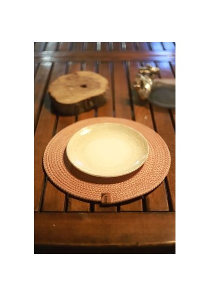 Amerikan Servis Supla Sunum Takımı Gül Kurusu Rengi 6 Adet 33 cm Hasır Jüt Örgü Tabak Altı Yanmaz modelleri