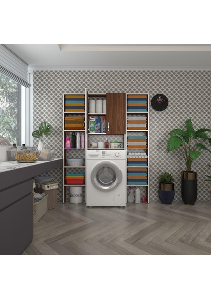 Kenzlife çamaşır makinesi dolabı veronikamaksduble cvz 180*126*20 banyo arkalıksız raflı