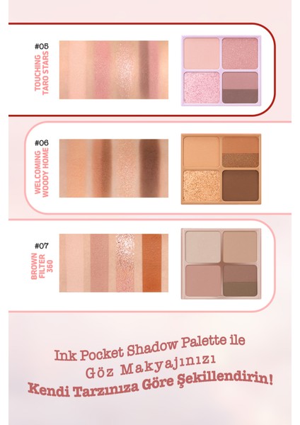 Mat ve Parıltılı Tonlarda 5'li Far Paleti Peripera Ink Pocket Shadow Palette (05TOUCHING Taro Stars)