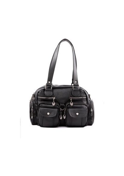 Kadın Orta Boy Siyah Yumuşak Yıkanmış Deri Bol Gözlü Kol ve Omuz Çantası fiyatları