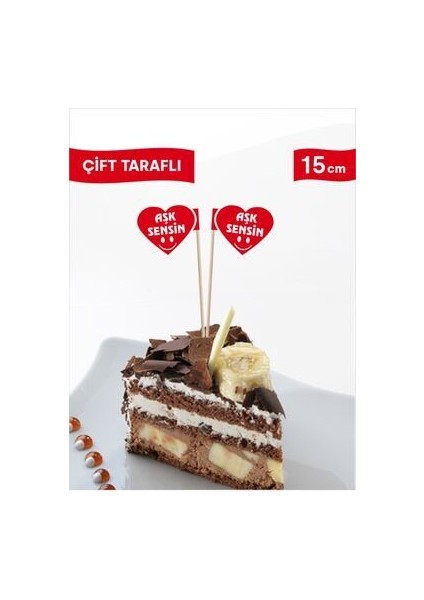 15 Cm, 100 Adet - Aşk Sensin Kalp Model Bayrak Kürdan fırsatları