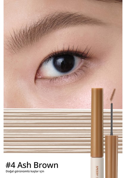 Özel Fırça Tasarımlı, Yoğun Pigmentli Kaş Maskarası PERIPERA Speedy Skinny Browcara 04 Ash Brown