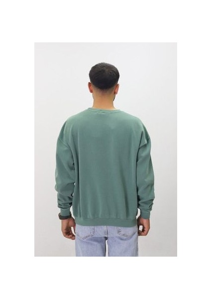 Eskitme Desenli Unisex Sıfır Yaka Sweatshirt fırsatları