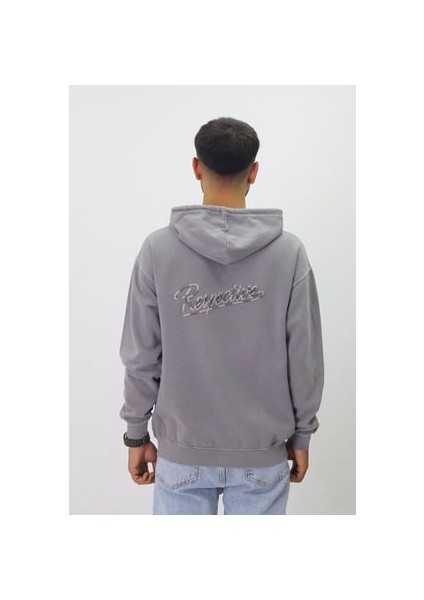 Eskitme Desenli Unisex Fermuarlı Kapüşonlu Sweatshirt modelleri