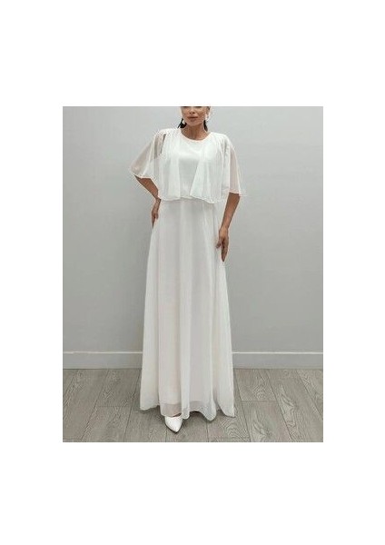 Düz Şifon Kumaş Bolero Detaylı Elbise