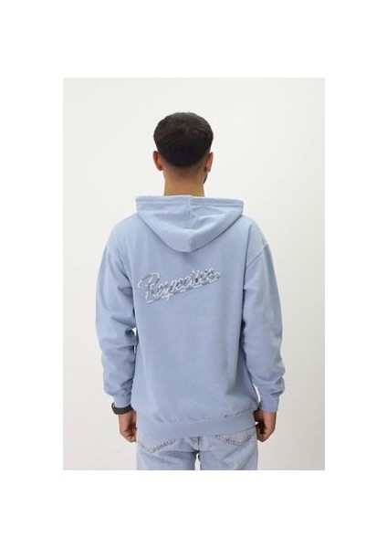 Eskitme Desenli Unisex Fermuarlı Kapüşonlu Sweatshirt fiyatları