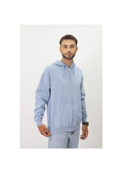 Eskitme Desenli Unisex Fermuarlı Kapüşonlu Sweatshirt modelleri