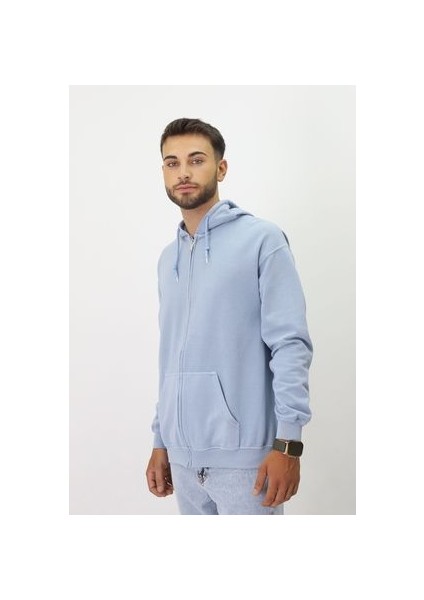 Eskitme Desenli Unisex Fermuarlı Kapüşonlu Sweatshirt fırsatları