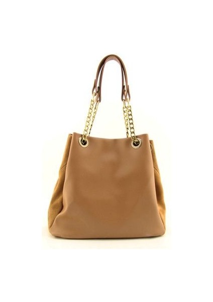 Kadın Taba Süet Zincir Askılı Ağzı Körüklü Omuz Çantası fırsatları