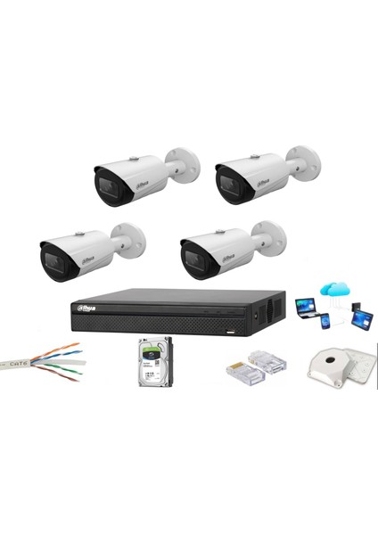 4 Kameralı 2 Mp Starlight Ip Güvenlik Kamera Seti