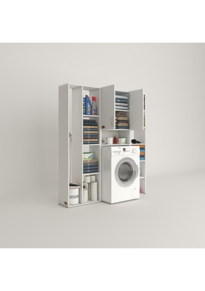 Kenzlife çamaşır makinesi dolabı sinemmegamdf byz 180*156*30 % 100 mdf full mdf banyo kapaklı arkalıklı raflı fiyatları