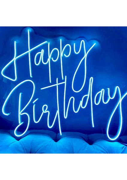 Neon LED Tabela Dekoratif Aydınlatma -Happy Birthday, 60X60CM-