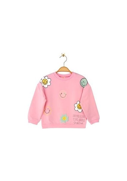 Kız Çocuk Emoji Desenli Uzun Kol Bisiklet Yaka Pembe Alt Üst Takım| 3-8 Yaş Çocuk Giyim fiyatları