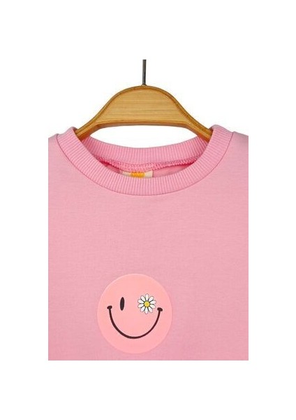 Kız Çocuk Emoji Desenli Uzun Kol Bisiklet Yaka Pembe Alt Üst Takım| 3-8 Yaş Çocuk Giyim fırsatları