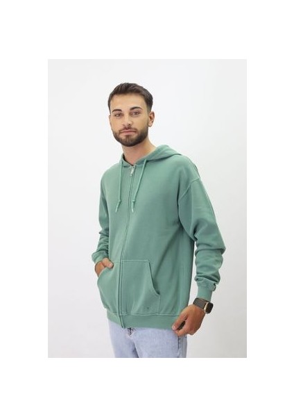 Eskitme Desenli Unisex Fermuarlı Kapüşonlu Sweatshirt fiyatları