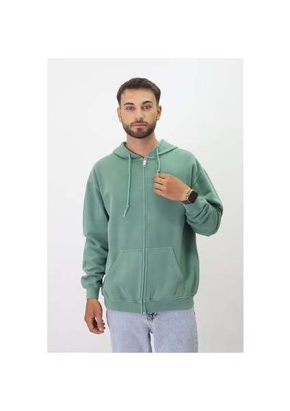 Eskitme Desenli Unisex Fermuarlı Kapüşonlu Sweatshirt modelleri