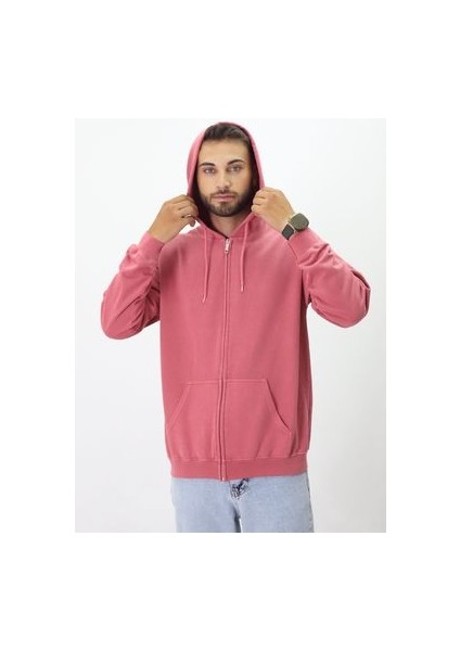 Eskitme Desenli Unisex Fermuarlı Kapüşonlu Sweatshirt fiyatları