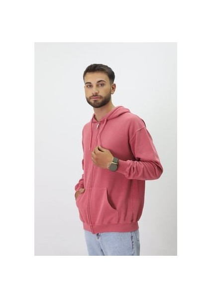 Eskitme Desenli Unisex Fermuarlı Kapüşonlu Sweatshirt fırsatları