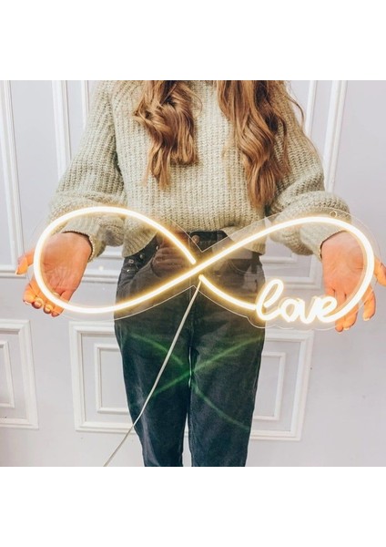 Neon LED Duvar Dekoratif Aydınlatma -Sonsuz Aşk, 60X20CM-