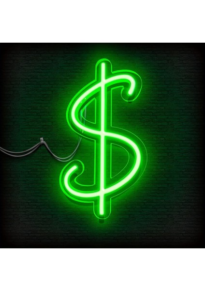 Neon LED Duvar Dekoratif Aydınlatma -Dolar, 20X11CM-