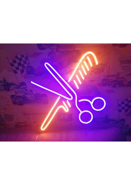 Neon LED Duvar Dekoratif Aydınlatma -Berber, 27X30CM-