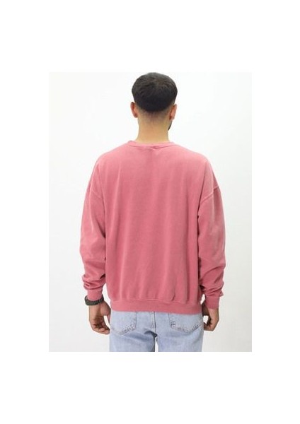 Eskitme Desenli Unisex Sıfır Yaka Sweatshirt fiyatları