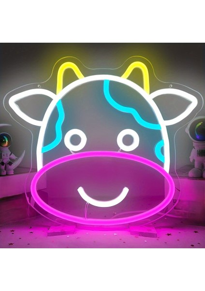 Neon LED Duvar Dekoratif Aydınlatma -Inek, 20X22CM-