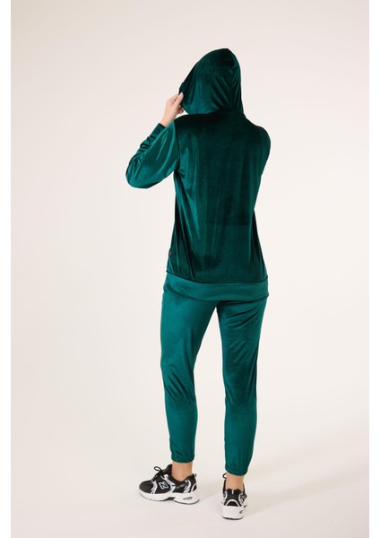 Kadın Kadife Kumaş Kapüşonlu Sweat Takım