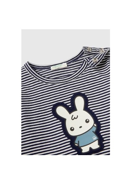 Bebek Lacivert Mix Baskılı Çizgili Üst Elastik Belli Pantolon 2 Parça Takım modelleri