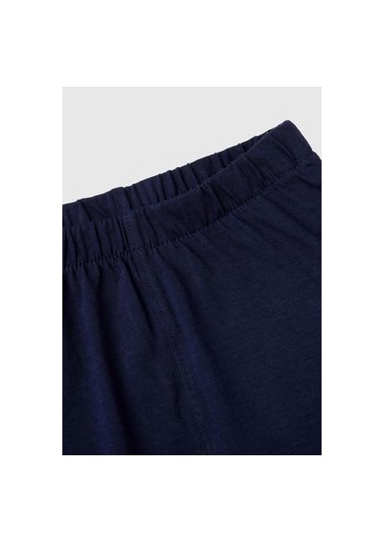 Bebek Lacivert Mix Baskılı Çizgili Üst Elastik Belli Pantolon 2 Parça Takım fırsatları