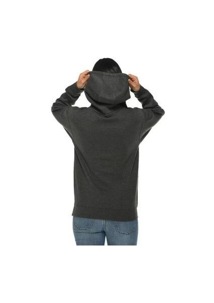 Unisex Antrasit Baskısız Kanguru Cepli Kapüşonlu 3 Iplik Şardonlu Sweatshirt Oversize modelleri