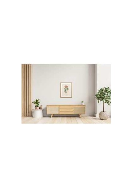 Pembe Çiçek - Ahşap Desenli Çerçeve modelleri