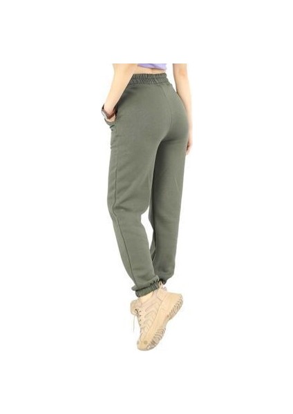 Yüksek Bel Haki Renk Şardonlu 3 Iplik Eşortman Altı fiyatları