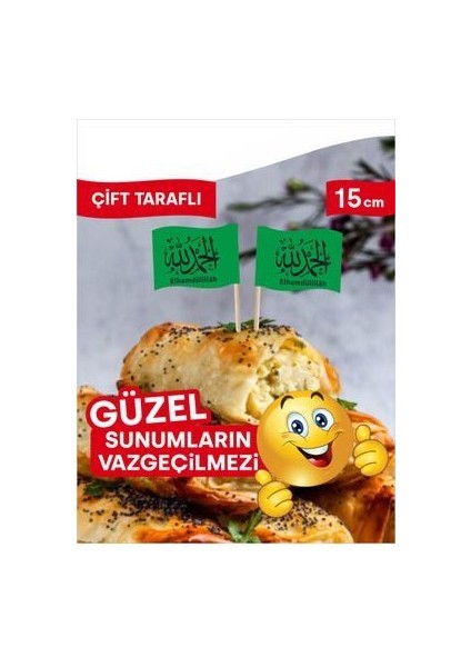 15 Cm, 10 Adet - Elhamdulillah Bayrak Kürdan 10 Adetlik fırsatları