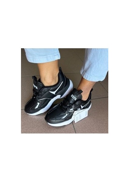 Siyah Renk Unısex Kalın Taban Isabella Sneaker Spor Ayakkabı Okul Trekkıng