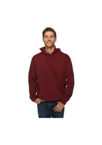 Unisex Bordo Baskısız Kanguru Cepli Kapüşonlu 3 Iplik Şardonlu Sweatshirt Oversize modelleri
