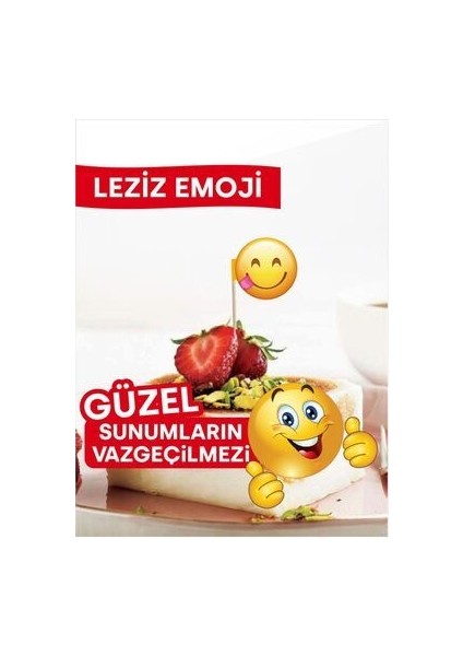 10 Cm, 10 Adet - En Lezzetli Yemeklere Özel Emoji Yuvarlak Model Bayrak Kürdan Ürünleri