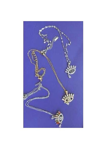 Modern ve Işık Altın Renk Göz Kolye